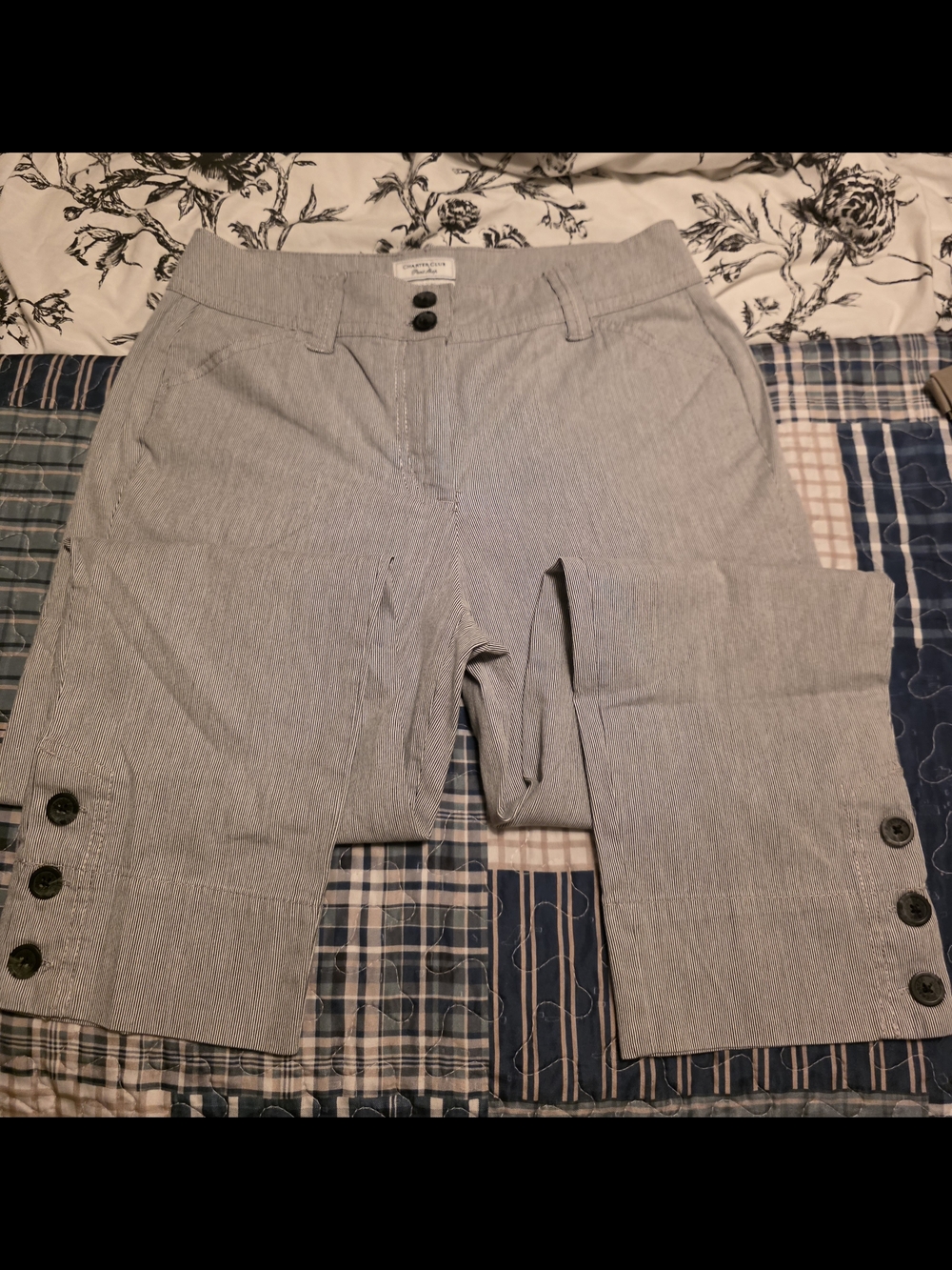 Charter Club Light Gray Pinstripe Classic Fit Pants Women's 8